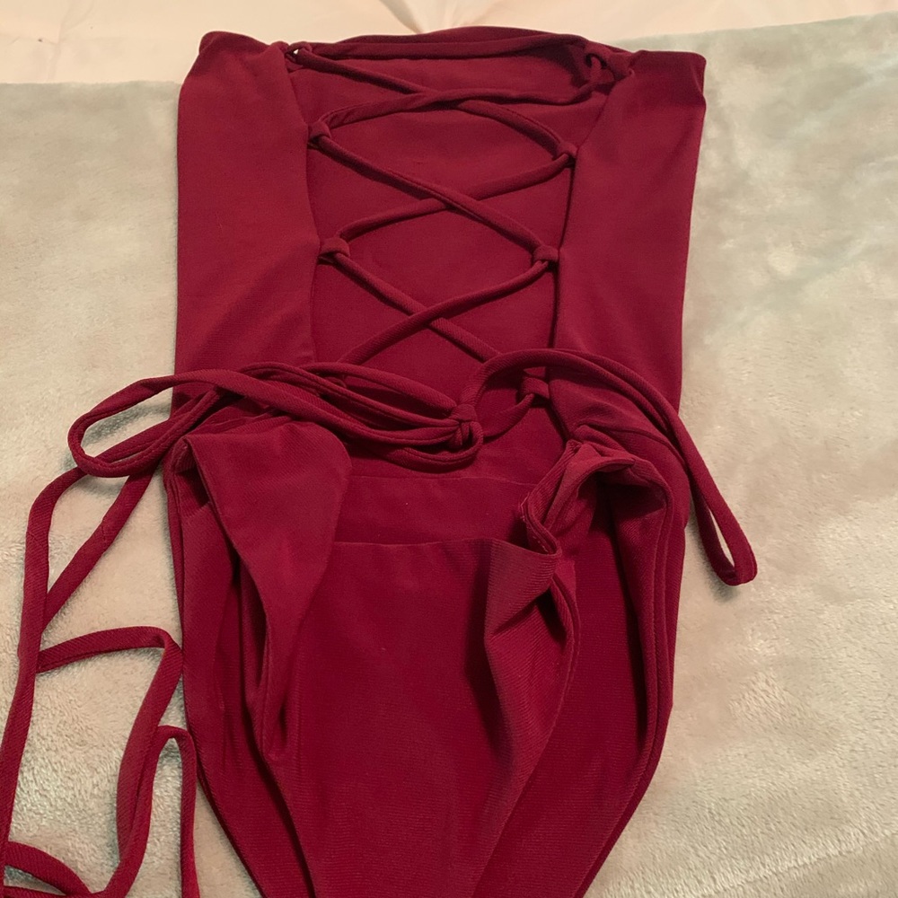 Tie up strapless bodysuit